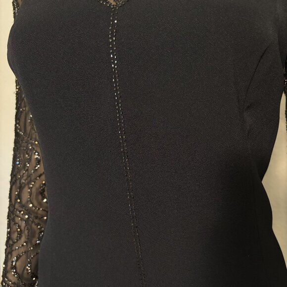 Daymor Couture Black Long Sleeve Lace Illusion Neckline Gown - Size 10 - Picture 4 of 6